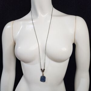 NWT Edgy Petal Lapis & Charcoal Crystal Egypt Necklace